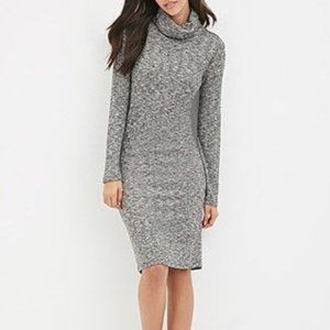 Gray/Black Turtleneck Long Sleeve Sweater Dress